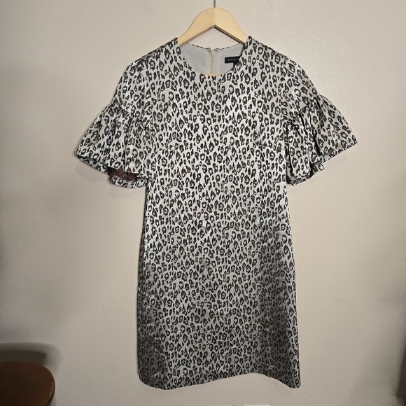 Banana Republic Leopard Print Metallic Ruffle Sleeve Mini Dress - Picture 5 of 12